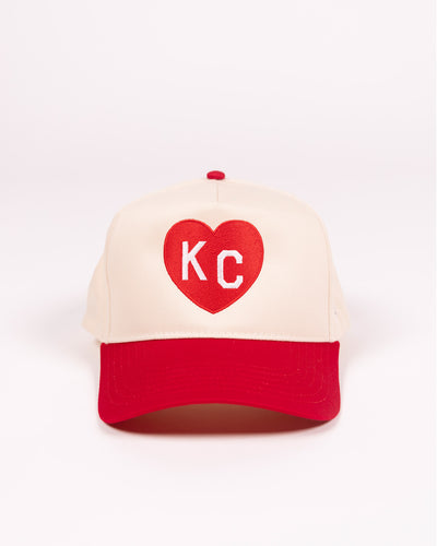 Red KC Heart Two Tone Tan & Red Hat