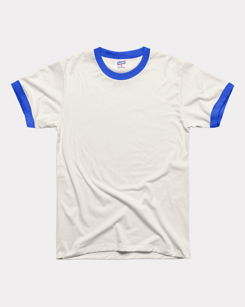 White & Royal Unisex Essential Ringer | CHARLIE HUSTLE