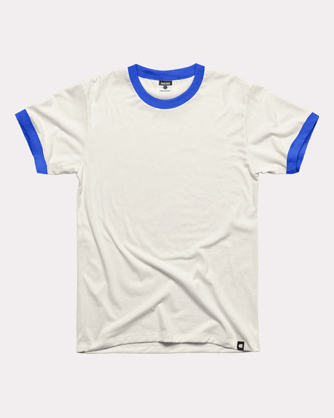 White & Royal Unisex Essential Ringer | CHARLIE HUSTLE