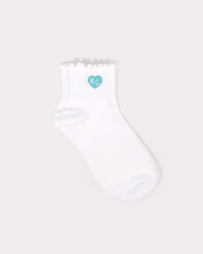 Teal KC Heart Ruffle Socks