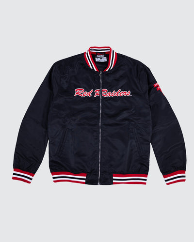 Texas Tech College Vault Red Raiders Script Black Varsity Jacket
