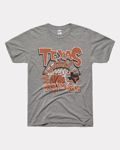 Grey Texas Hook Em Horns Basketball Slam T-Shirt
