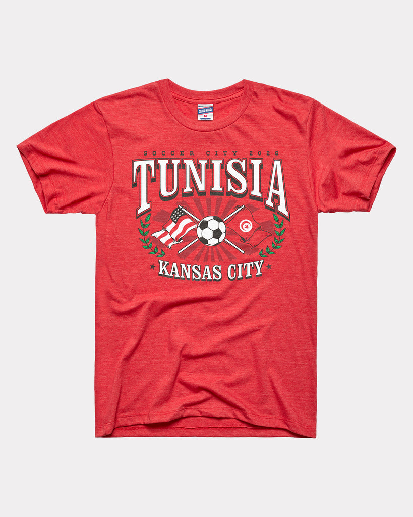 6別注Are You Different TWO PEOPLE RED Tシャツ Tunisia Soccer City 2026 Heather Red T-Shirt | CHARLIE HUSTLE