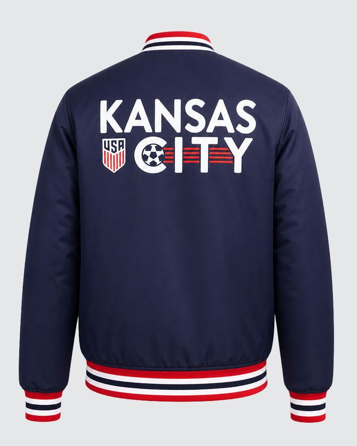 Kansas City US Soccer Navy Letterman Jacket | CHARLIE HUSTLE