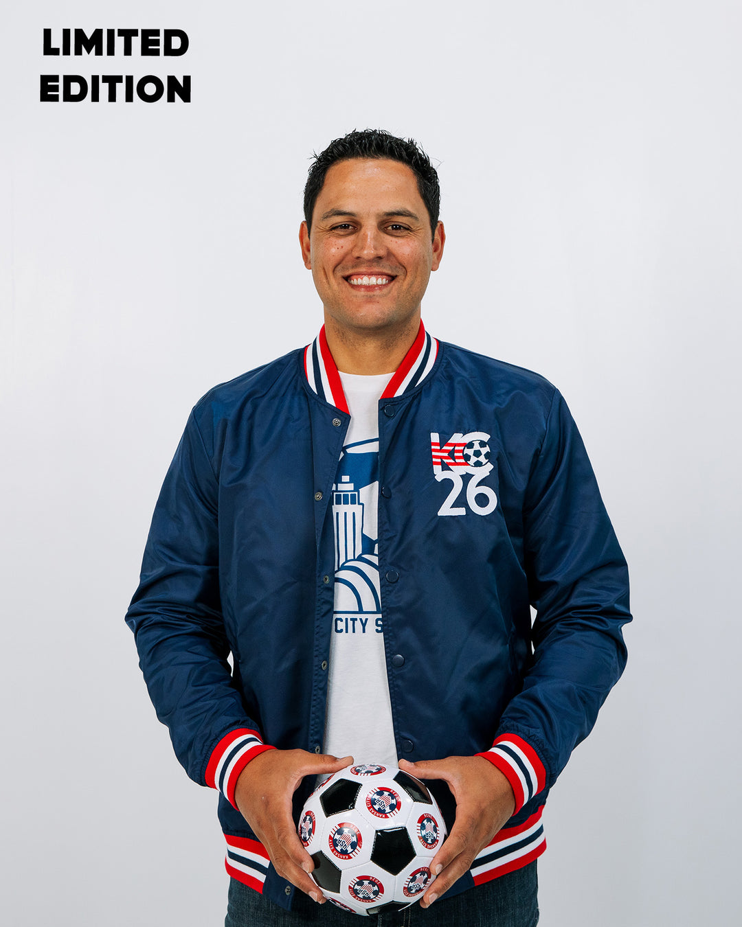 Kansas City US Soccer Navy Letterman Jacket | CHARLIE HUSTLE