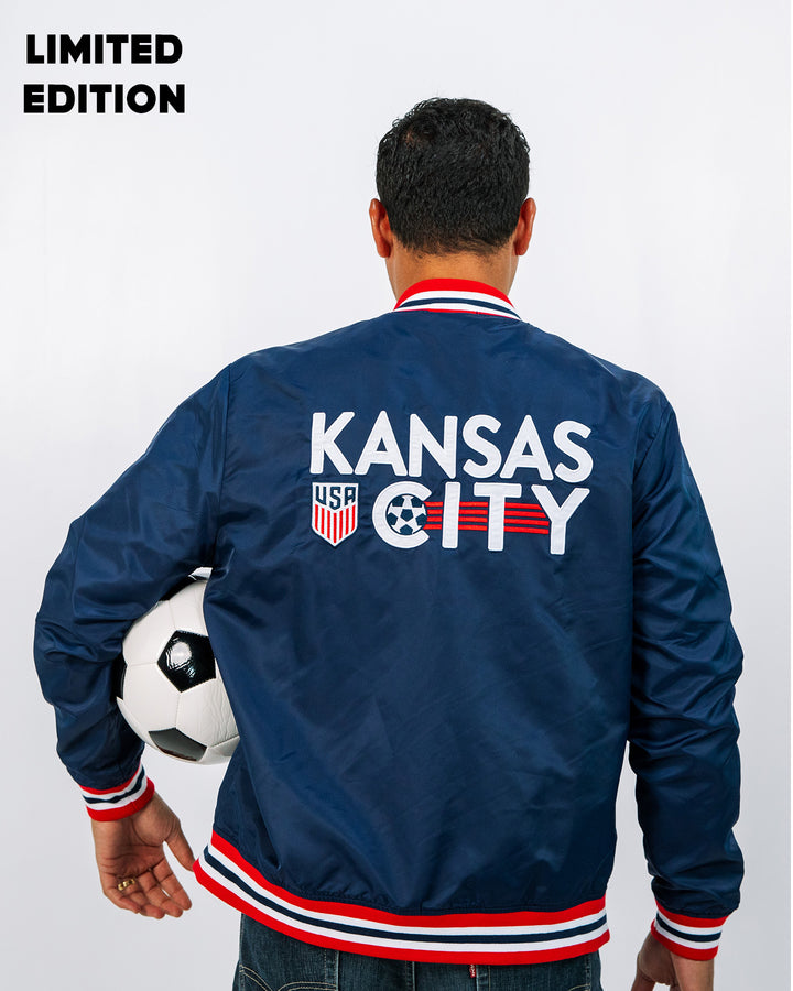 Kansas City US Soccer Navy Letterman Jacket | CHARLIE HUSTLE