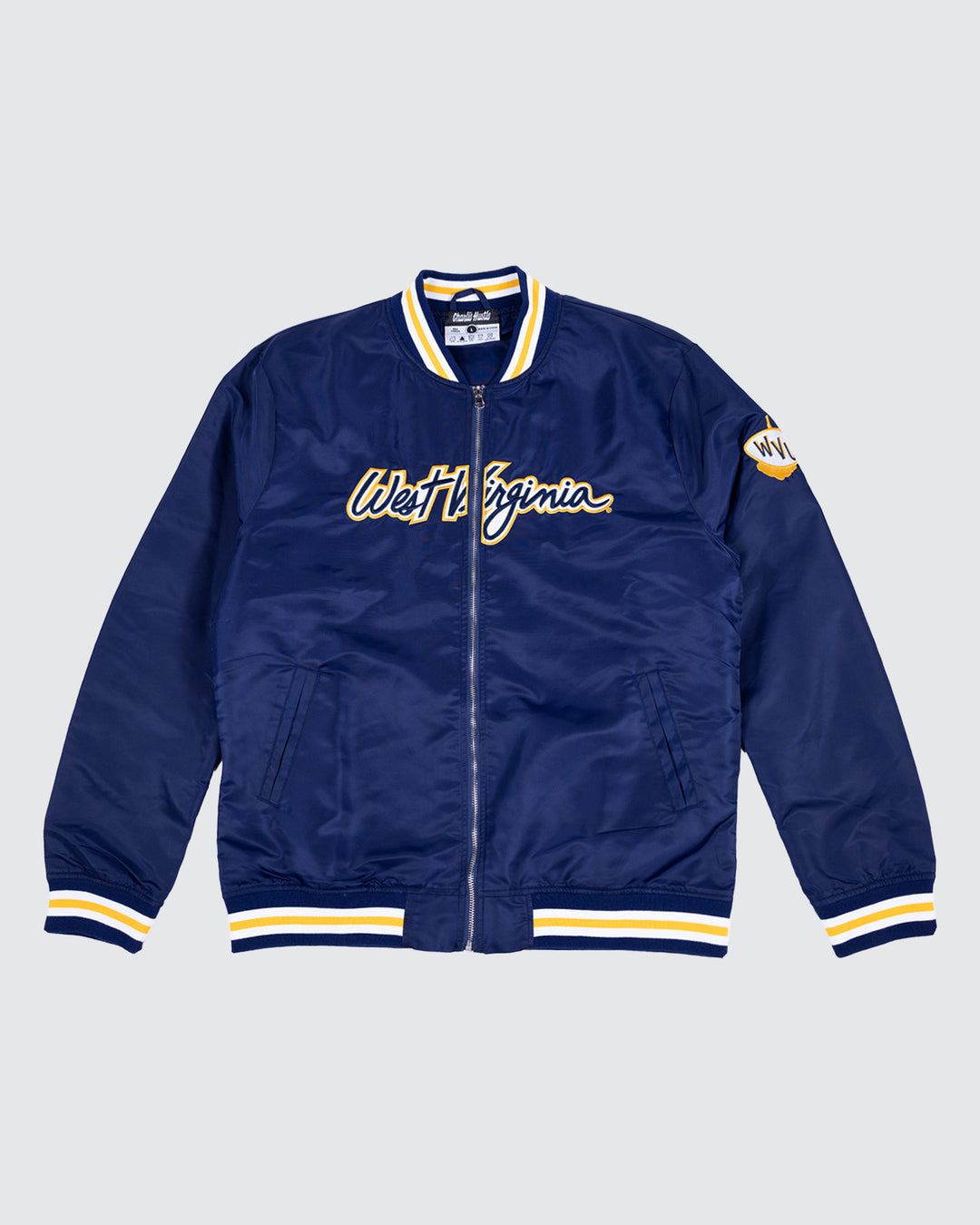 West Virginia College Vault Script Navy Varsity Jacket | CHARLIE