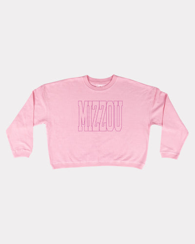 Mizzou Pink Corded Crew