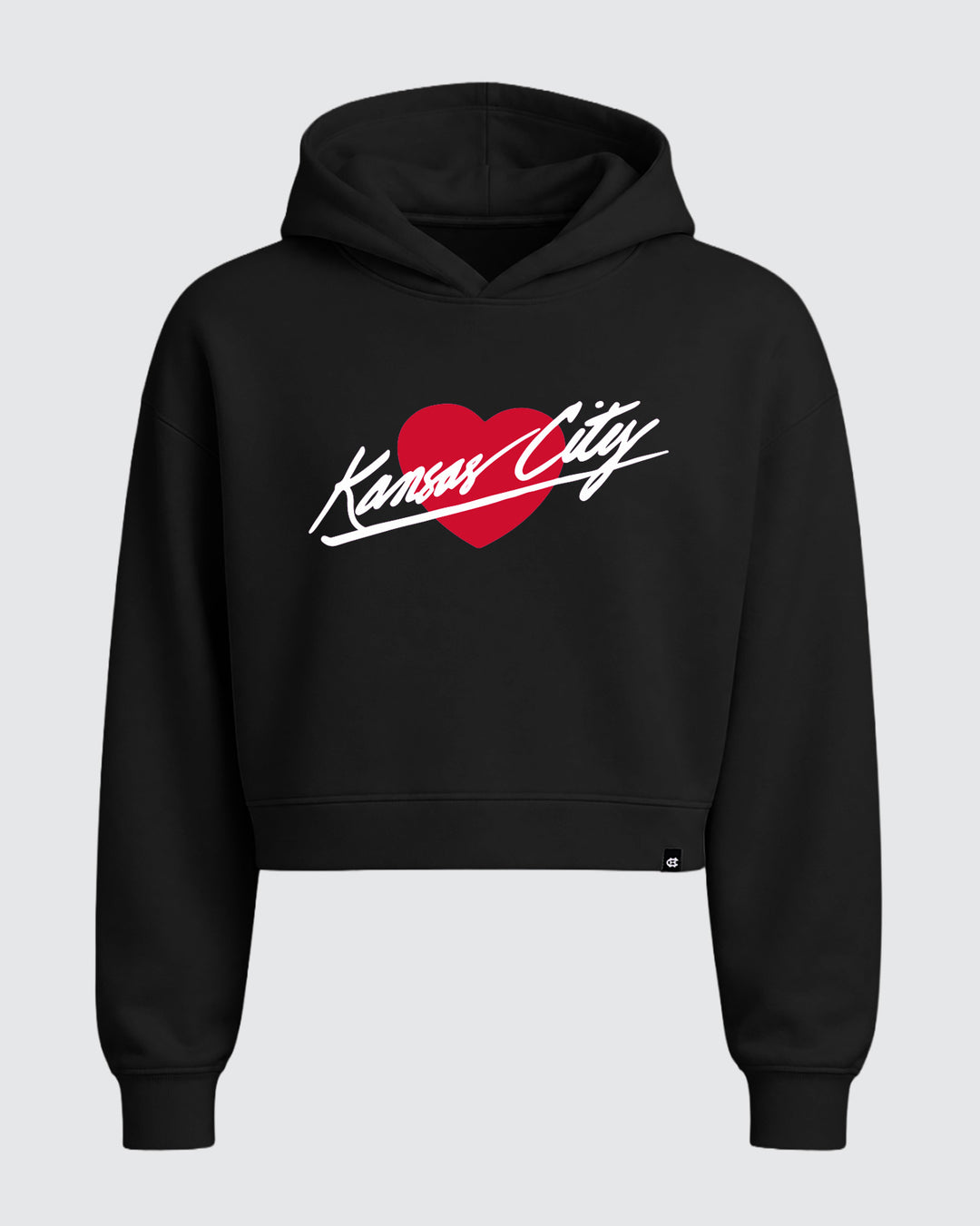 Women's Kansas City Heart Black Heritage Crop Hoodie | CHARLIE HUSTLE