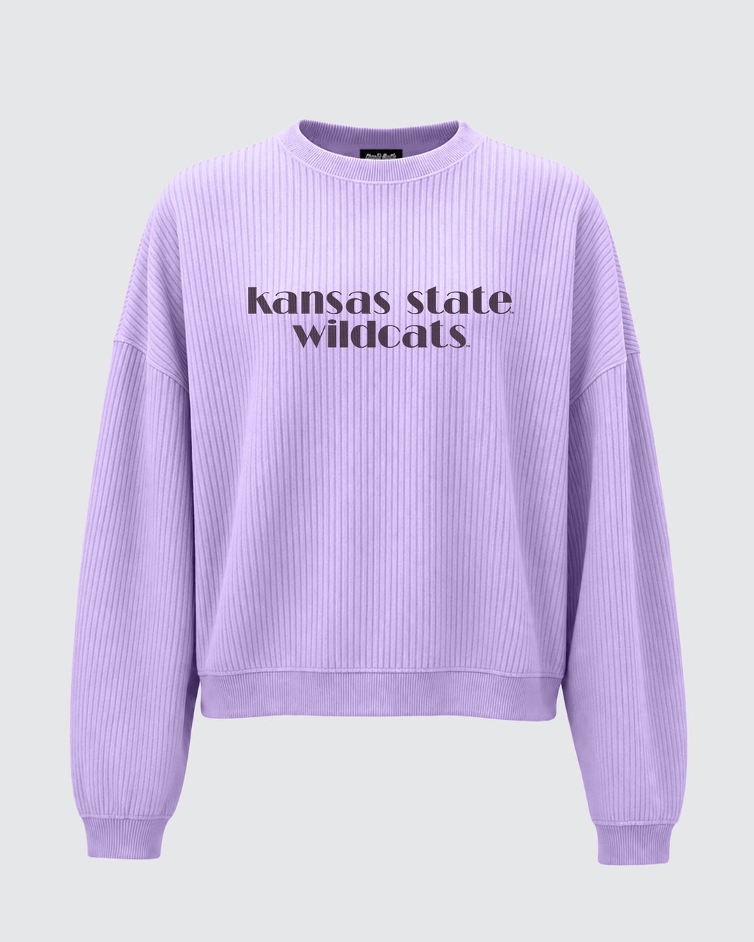 Women's K-State Wildcats Lavender Corded Crew | Charlie Hustle