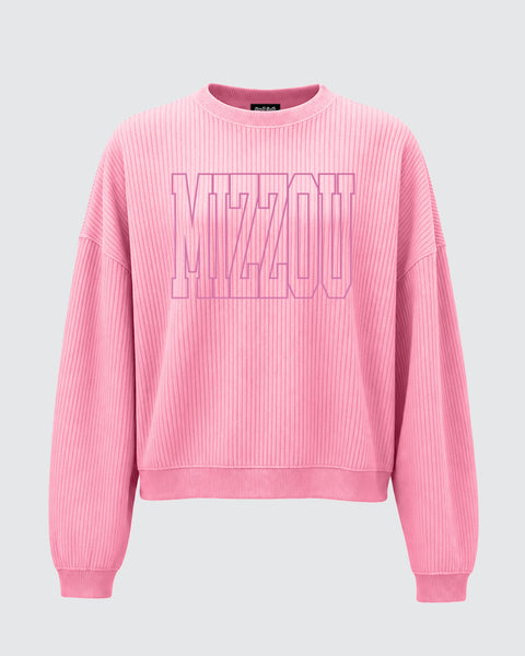 Women's Block Mizzou Pink Corded Crew | Charlie Hustle