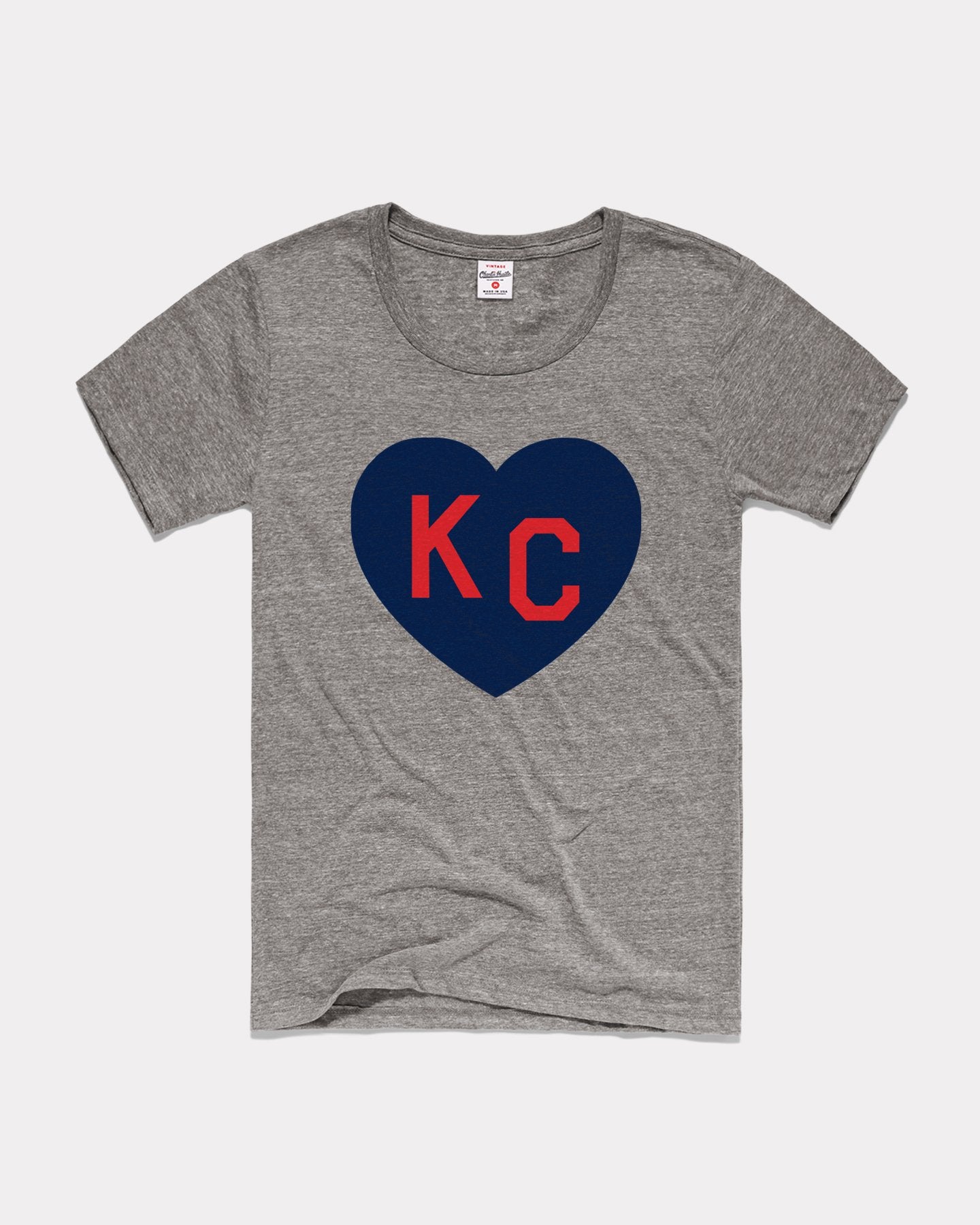 Women's Vintage Grey KC Heart T-Shirt | CHARLIE HUSTLE