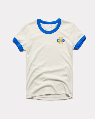 Women's White & Blue UMKC Roos Vintage Ringer T-Shirt