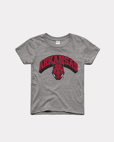 Kids Grey Arkansas Hog Heaven Vintage Youth T-Shirt