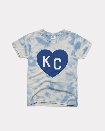 Vintage Charlie Hustle Men's Small T-Shirt KC Heart Short Sleeve Blue