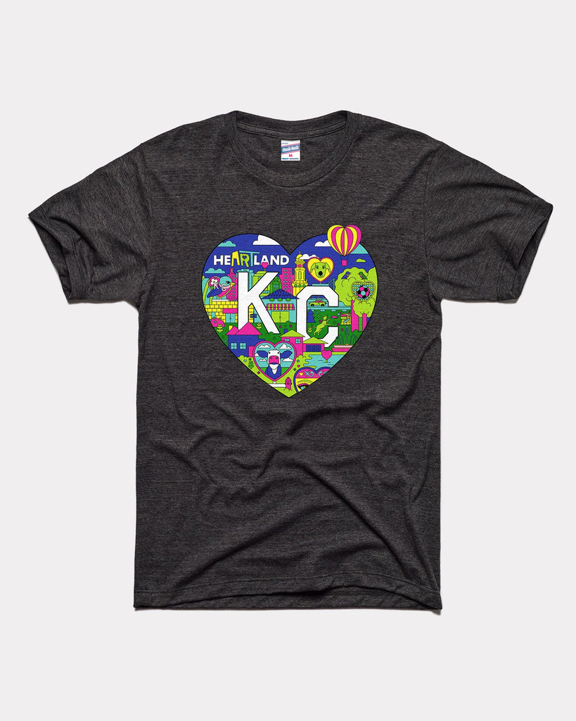 Charlie Hustle KC Heart Tee Grey/Navy Xs