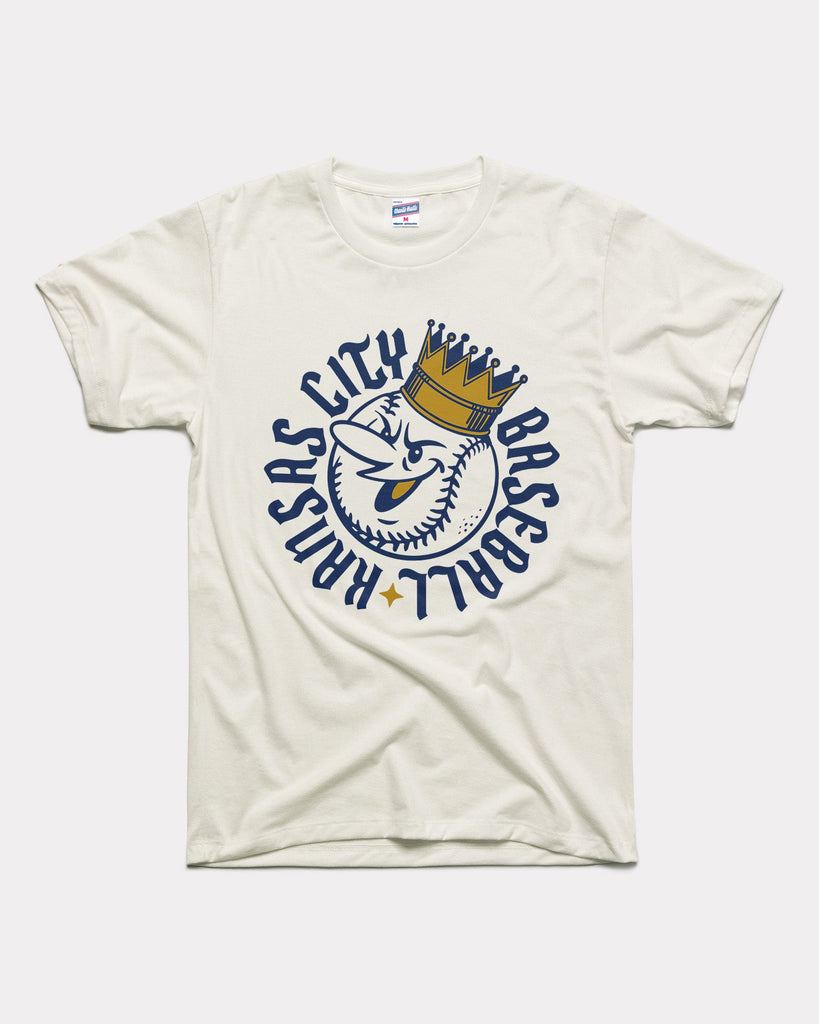Royal KC Baseball Vintage White T-Shirt CHARLIE HUSTLE