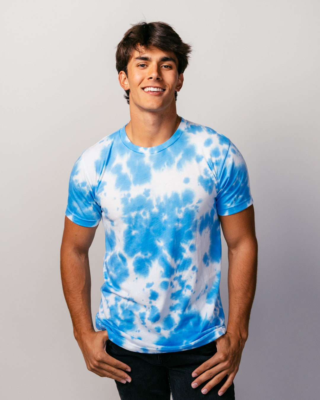 Blue and White Tie Dye Unisex Essential T-Shirt | Charlie Hustle 39 / XS