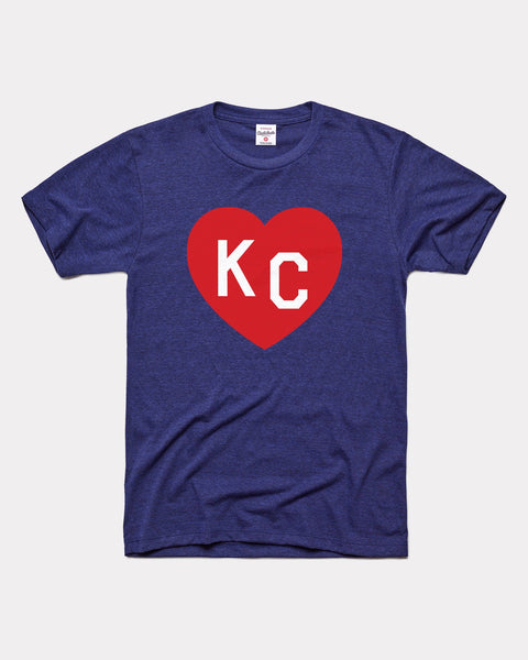 Vintage Charlie Hustle Men's Small T-Shirt KC Heart Short Sleeve Blue