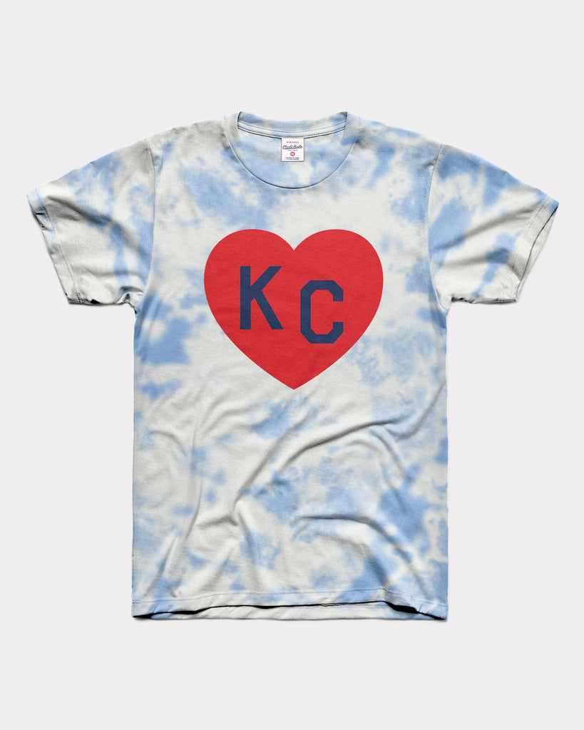 KC Current Logo Shield Teal Tie Dye Vintage T-Shirt | Charlie Hustle 0045 / XL