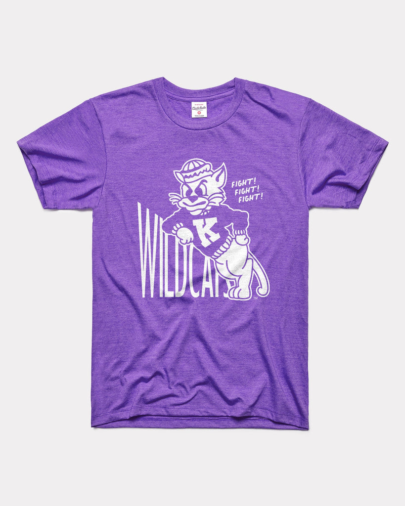 Fight! Leaning K-State Wildcat Purple T-Shirt | CHARLIE HUSTLE