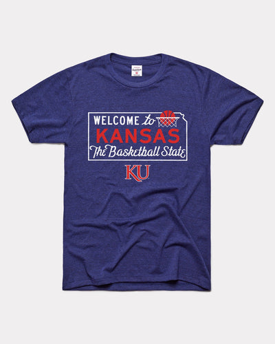 Navy Kansas Jayhawks Basketball State Vintage T-Shirt