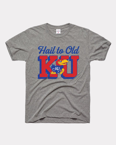 Grey Kansas Jayhawks Hail to Old KU Vintage T-Shirt