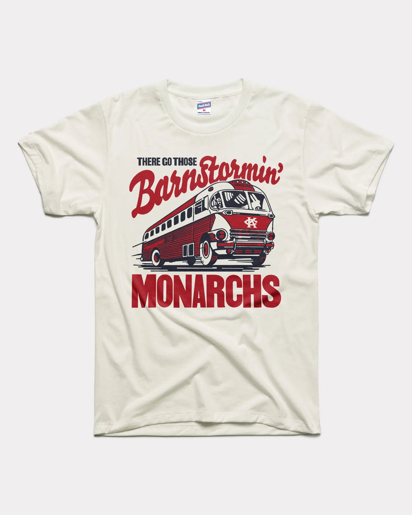 KC Monarchs Arch White & Red Baseball Raglan | Charlie Hustle 3115 / XXL