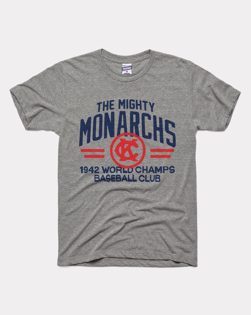 KC Monarchs Satchel Paige T-Shirt from Homage. | Ash | Vintage Apparel from Homage.