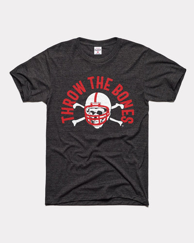 Black Throw the Bones University of Nebraska Cornhuskers Football Vintage T-Shirt