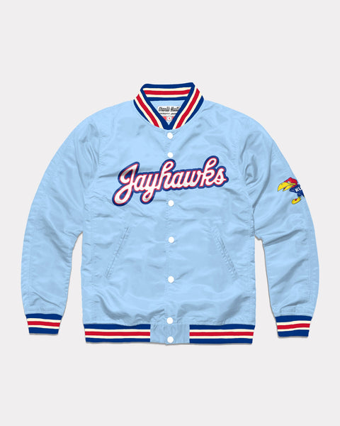 Kansas Jayhawks Script Powder Blue Varsity Jacket | CHARLIE