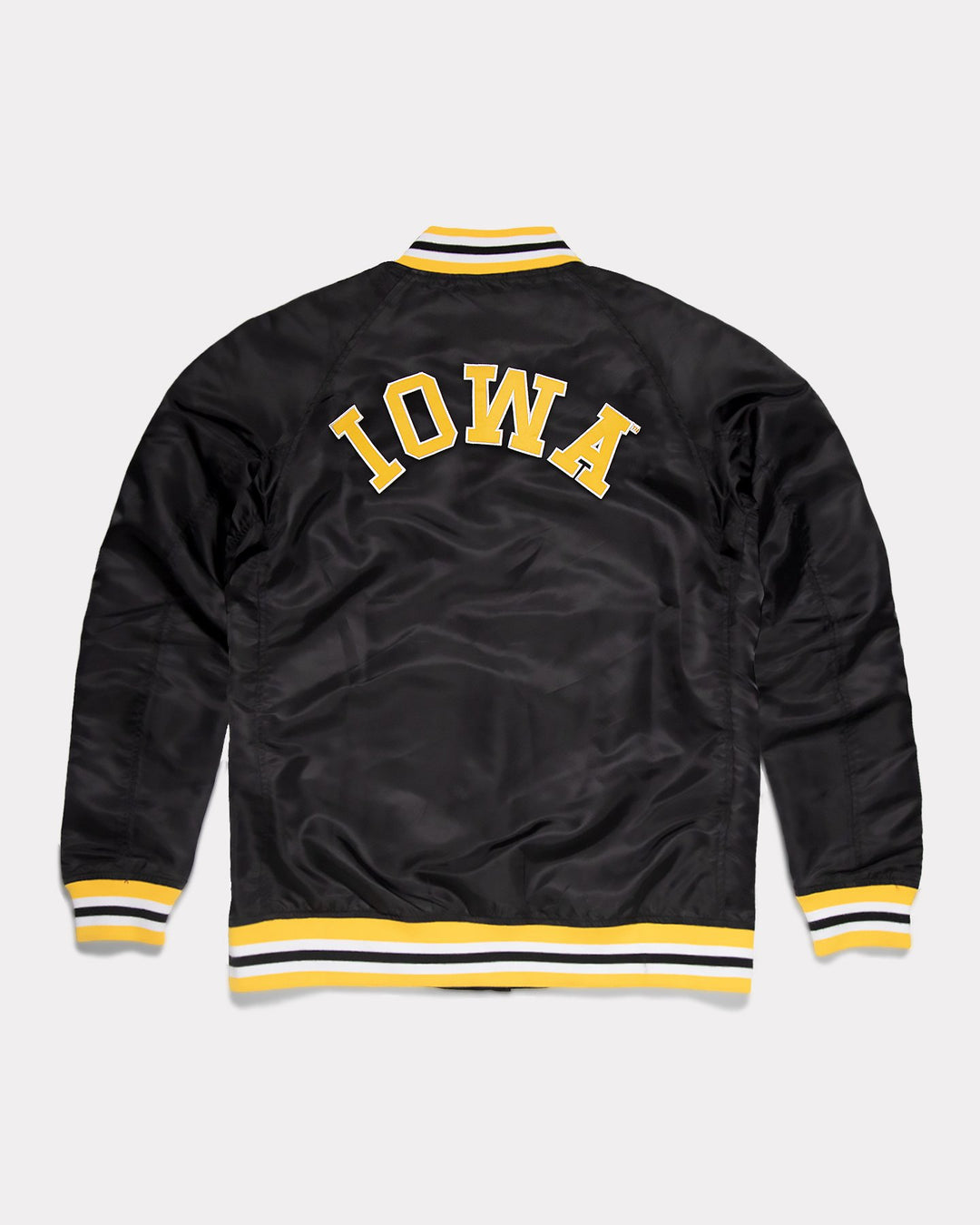 Iowa Hawkeyes Black Vintage Letterman Jacket | CHARLIE HUSTLE