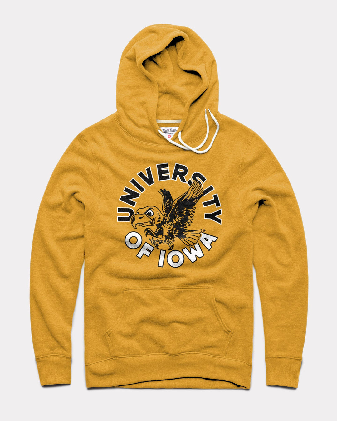 Iowa Hawkeyes Flying Herky Circle Gold Vintage Hoodie | CHARLIE HUSTLE