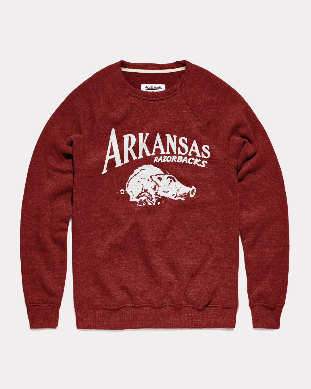 Arkansas Razorbacks Pennant Cardinal Crewneck CHARLIE HUSTLE