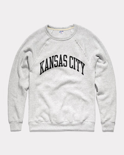 Ash Grey & Black Kansas City Arch Vintage Crewneck Sweatshirt