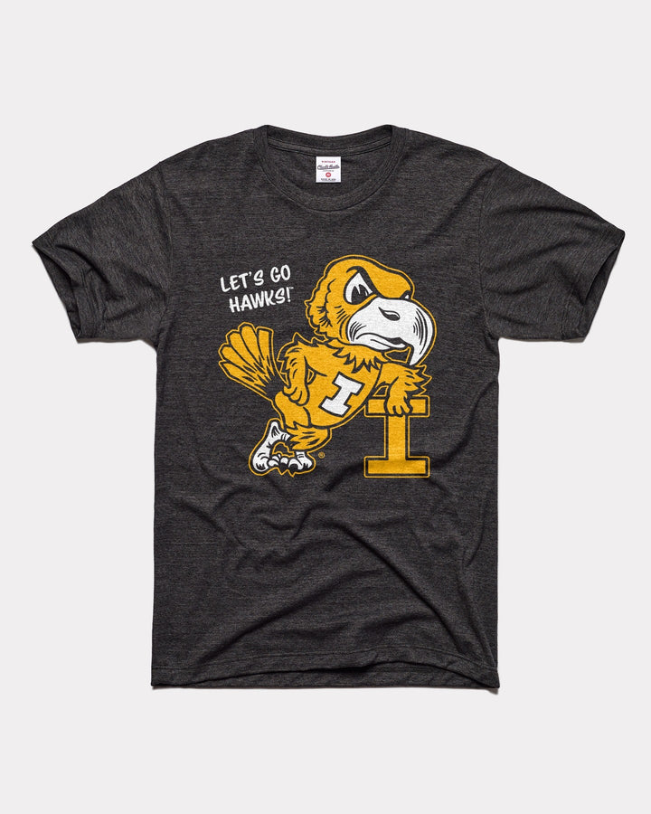 Iowa Hawkeyes Leaning Hawkeye Black Vintage T-Shirt | CHARLIE HUSTLE